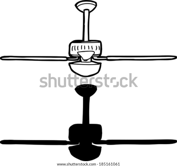 Black White Drawing Ceiling Fan Stock Vector Royalty Free 185161061