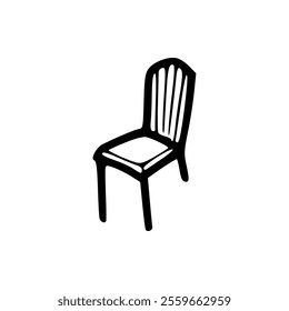 A black and white drawing of a chair