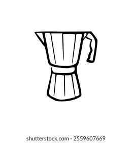 A black and white drawing of a coffee maker