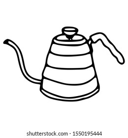 black and white drawing of coffee pot with hand drawing style