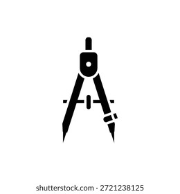 Icono de herramienta de diseño de arquitectura de brújula de dibujo en blanco y negro