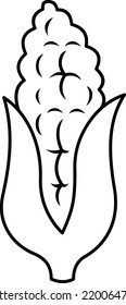 Black And White Drawing Of A Corn. Coloring Page. Clip Art Corn. Outline. Cartoon Style.