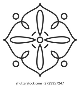 Un dibujo en blanco y negro de una cruz con un círculo en el medio