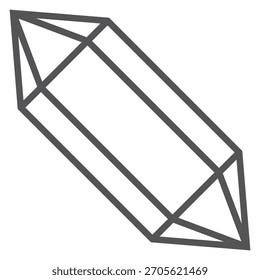 A black and white drawing of a crystal