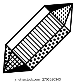 Un dibujo en blanco y negro de un cristal con un fondo blanco