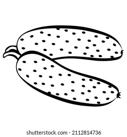 Dibujo en blanco y negro de pepinos para colorear. Verduras para colorear libros. Ilustración del vector