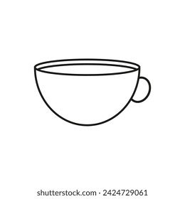 Un dibujo en blanco y negro de una taza de café sobre un fondo blanco