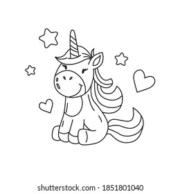 6,585 Black And White Drawing For Kids Unicorn Images, Stock Photos ...