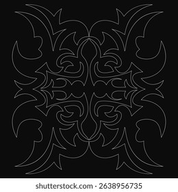 A black and white drawing of a Decorative ornament with a lot of detail.