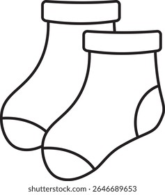 Um desenho preto e branco representa duas meias de altura do tornozelo correspondentes