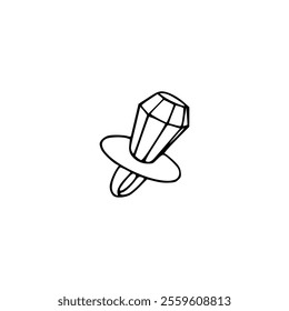 A black and white drawing of a diamond