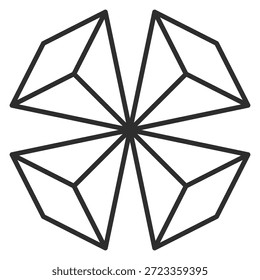 Un dibujo en blanco y negro de una forma de diamante con un contorno negro
