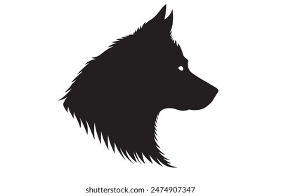 A black and white drawing of a dog's head vector