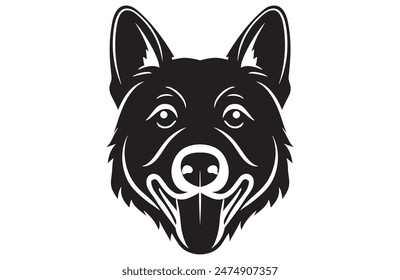 A black and white drawing of a dog's head vector