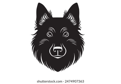 A black and white drawing of a dog's head vector