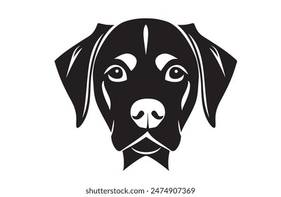 A black and white drawing of a dog's head vector