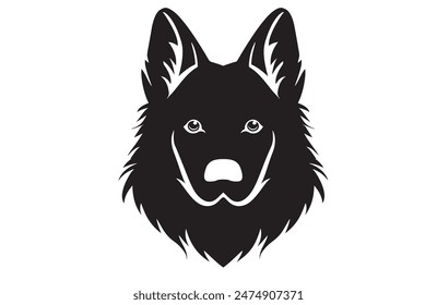 A black and white drawing of a dog's head vector