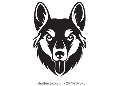 A black and white drawing of a dog's head vector