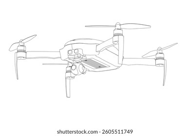 A black and white drawing of a drone.