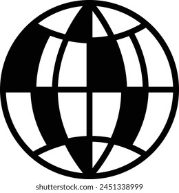 A black and white drawing of the earth with a line through it