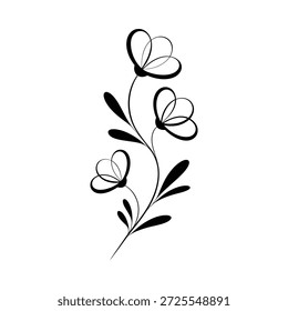 um desenho preto e branco de um tronco de flor