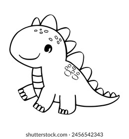 black and white drawing of a friendly-looking dinosaur 
