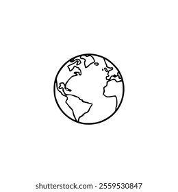 A black and white drawing of a globe