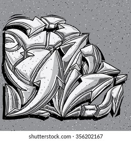 Black and white drawing graffiti arrows