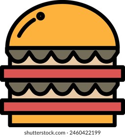 A black and white drawing of a hamburger with cheese on top. The burger is sitting on a plate