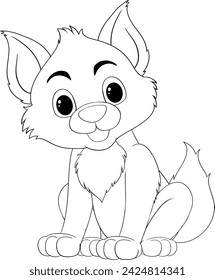 Black and white drawing of a happy puppy