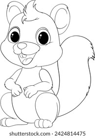 Dibujo en blanco y negro de una ardilla feliz