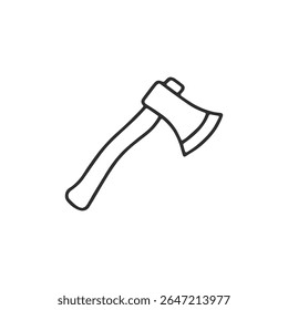 A black and white drawing of a hatchet