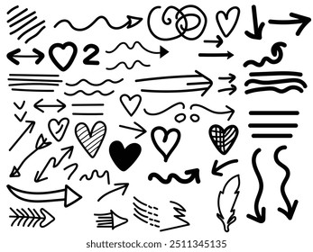 a black and white drawing of a heart with arrows