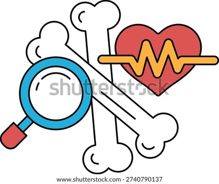 A black and white drawing of a heart, a skull, and a bone. The skull and bone are next to each other, and the heart is in the middle. The drawing conveys the idea of mortality