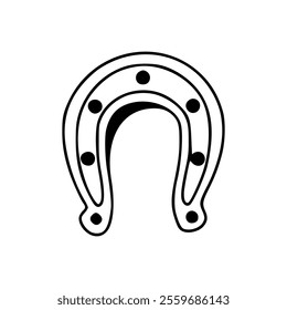 A black and white drawing of a horseshoe