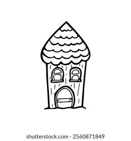 A black and white drawing of a house with a roof