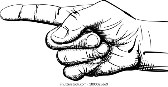 Black White Drawing Image Hand Extended Stock Vector (Royalty Free ...