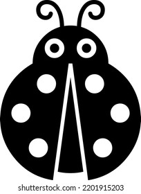 Black and white drawing of a ladybug. Icon. Symbol. Clip art. Pattern.