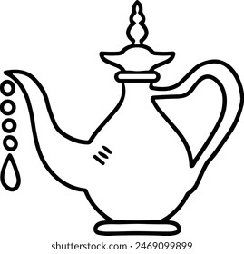 A black and white drawing of a lantern with a lit candle inside. The lantern is sitting on a table