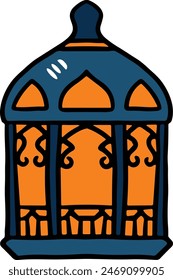 A black and white drawing of a lantern with a lit candle inside. The lantern is sitting on a table