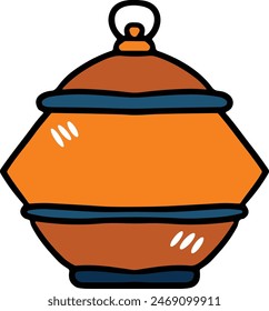 A black and white drawing of a lantern with a lit candle inside. The lantern is sitting on a table
