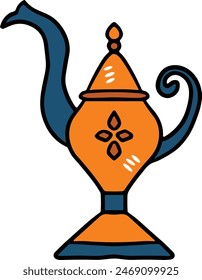 A black and white drawing of a lantern with a lit candle inside. The lantern is sitting on a table