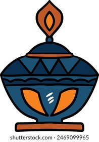 A black and white drawing of a lantern with a lit candle inside. The lantern is sitting on a table