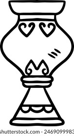 A black and white drawing of a lantern with a lit candle inside. The lantern is sitting on a table