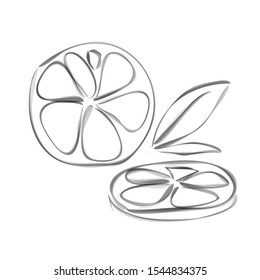 
Black and white drawing of a lemon.