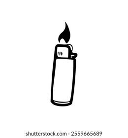 A black and white drawing of a lighter