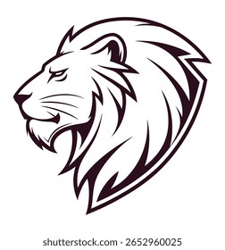 a black and white drawing of a lion's head, lion icon, e-sports logo vector, third lion head, mascot illustration, 