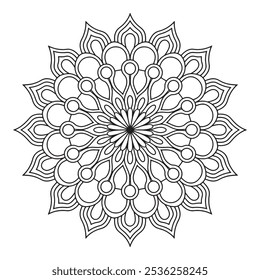 A black and white drawing of a mandala