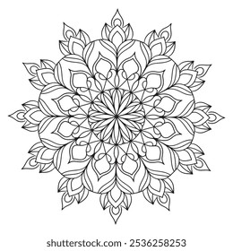 Um desenho preto e branco de uma mandala