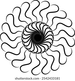 Un dibujo en blanco y negro de un diseño de Vector mandala